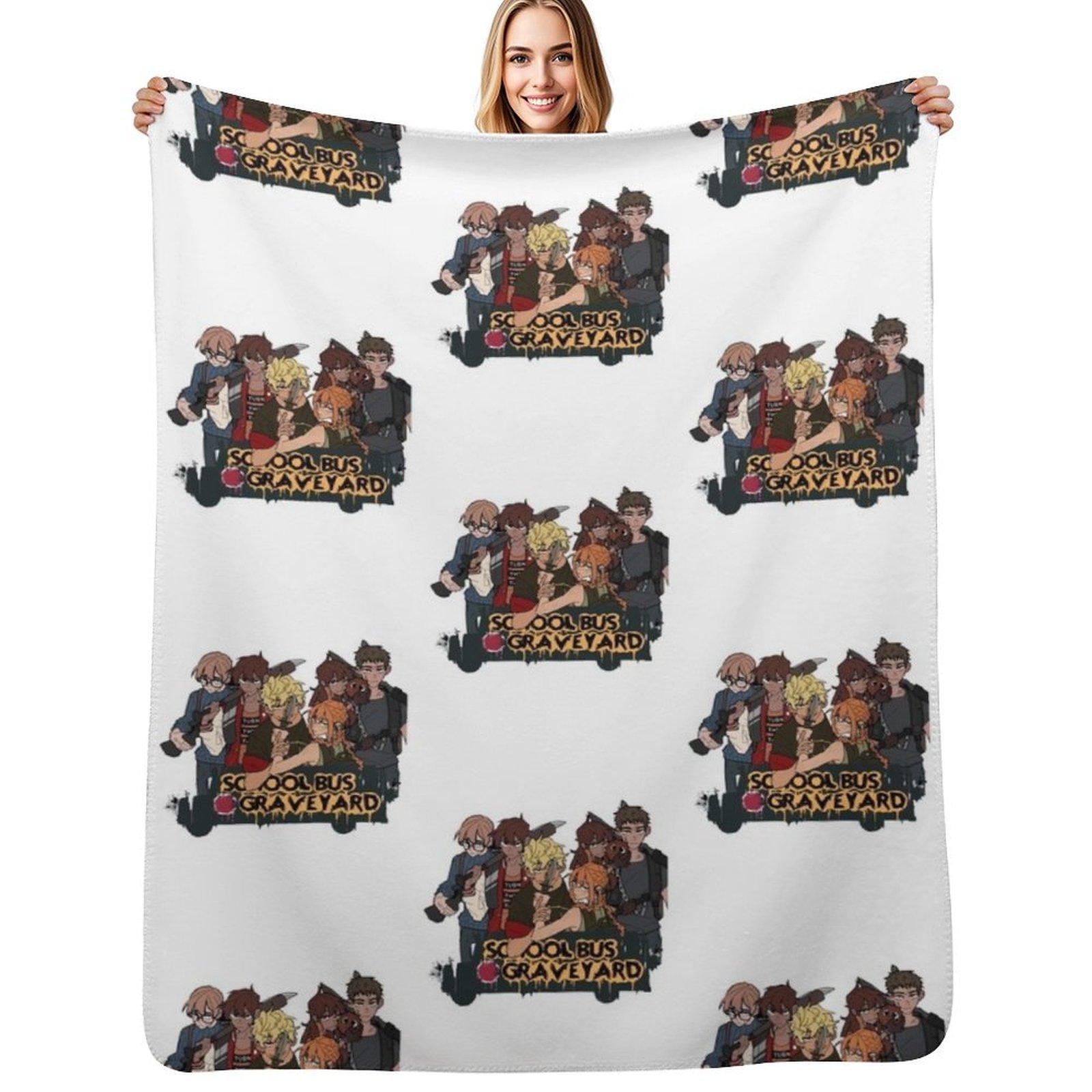 School Bus Graveyard Friends Gang Throw Blanket Stylish Warm Blanket for Living Room Bedroom Size: 75*100cm, Weight: 230 GSM