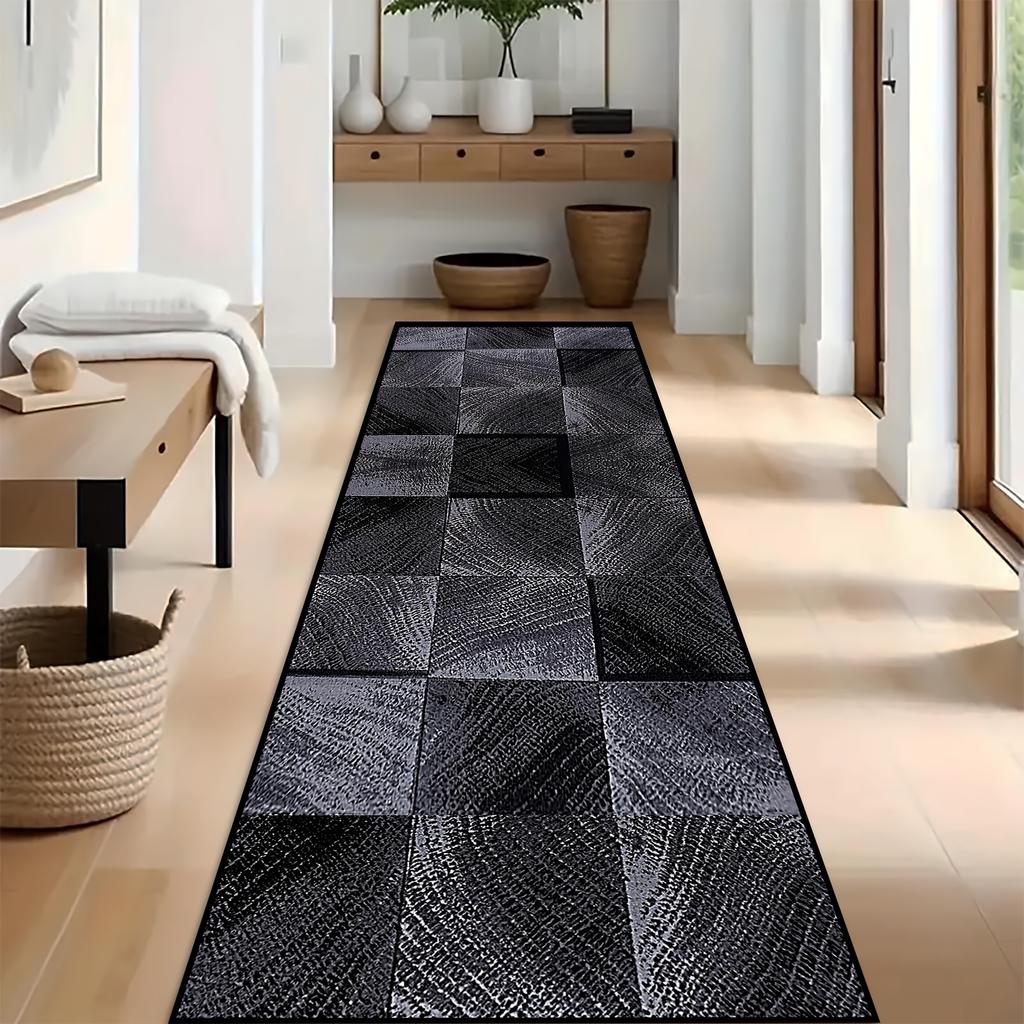 1Pcs Retro Plaid Art Non-Slip Washable Area Rug Runner for Living Room, Stairway, Office & Courtyard
