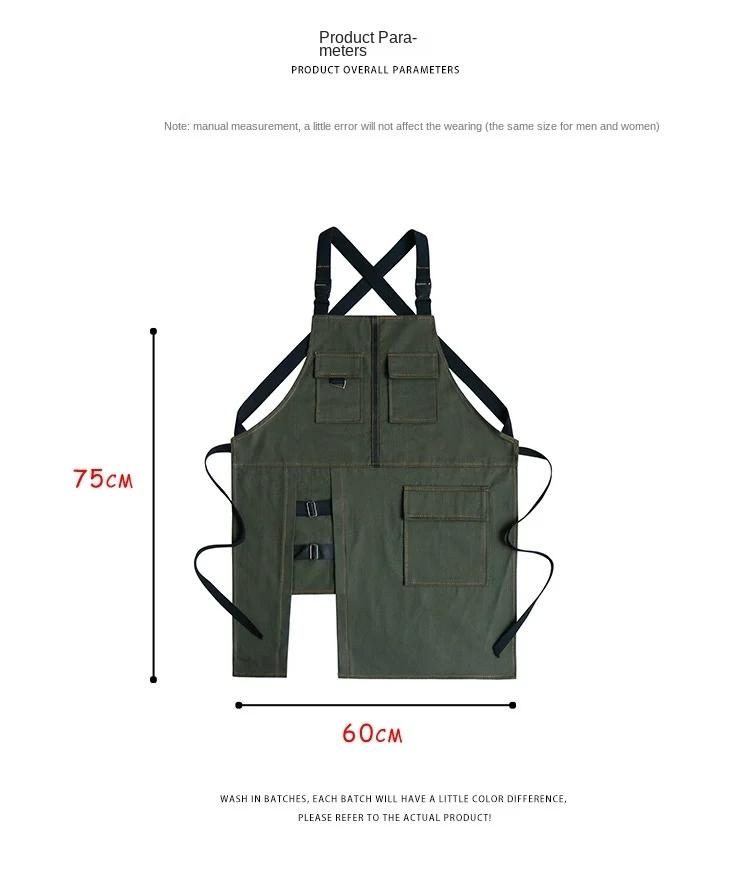 Fashion Apron Kitchen Restaurant Barber Bakery Cake Shop Canvas Overalls Flower Shop Black White Man Woman Multifunction Apron