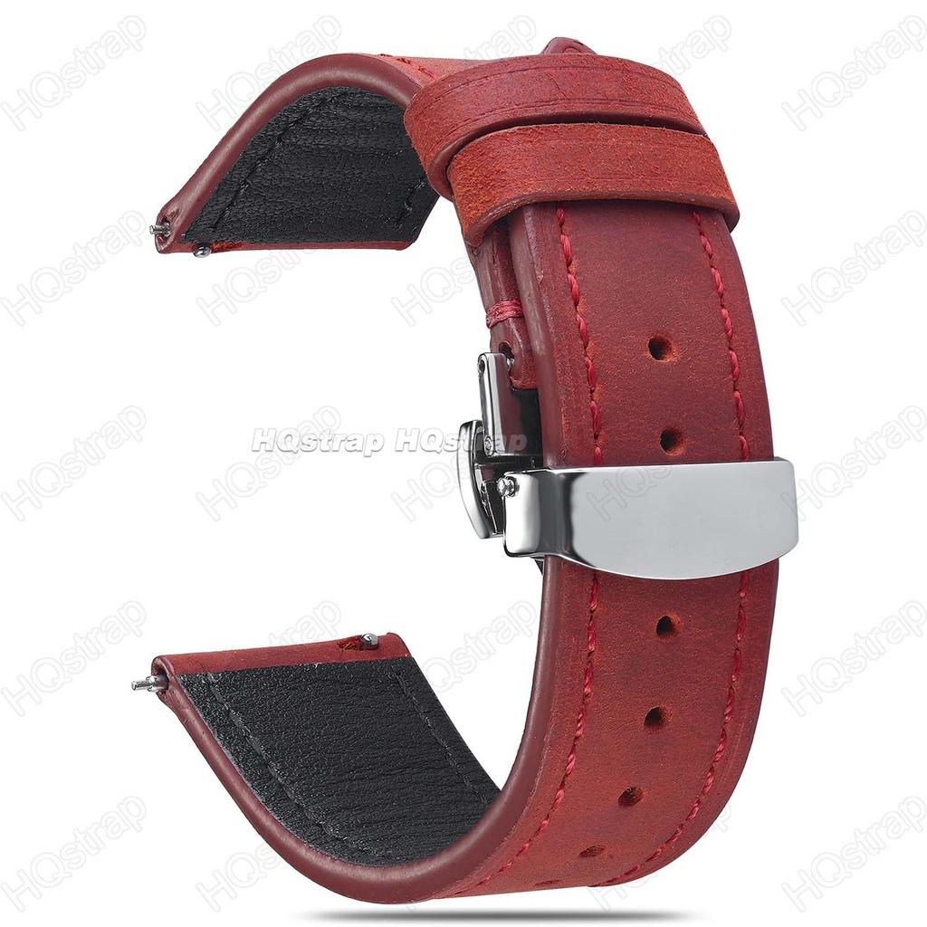 Watchband Cowhide Leather Watch Strap 18mm 19mm 20mm 21mm 22mm Stainless Steel Buckle Butterfly Bracelet for Women Men Watch Band Vintage