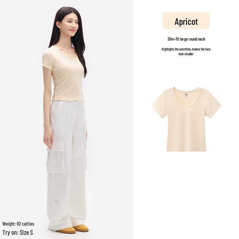 

Women s Slim-Fit Cotton Short-Sleeve T-Shirt – Breathable, Sweat-Wicking, Flattering Summer Top M (Recommended 95-105 lbs)