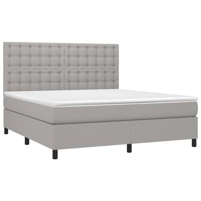 VidaXL Lit à sommier tapissier avec matelas Gris clair 160x200cm Tissu - Modèle 3142105