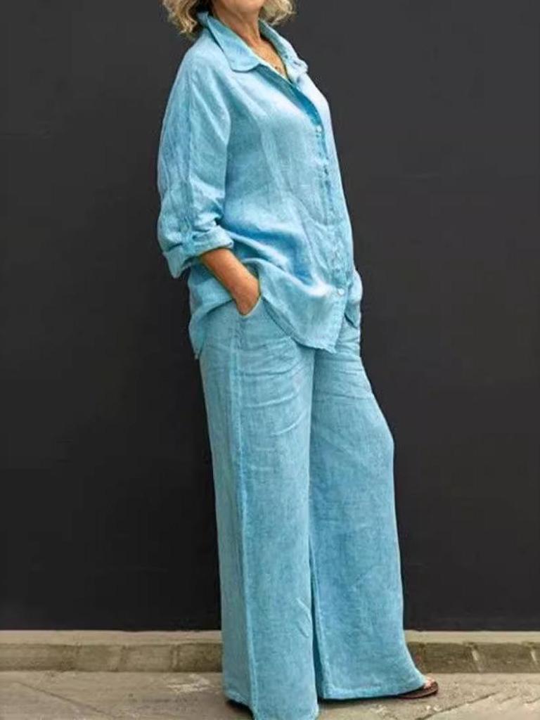 Modern Women's Solid Color Cardigan and Shirt Set - European and American Style