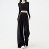 2025 High Waist Slim Straight Women's Floor-Length Drape Pants - Spring & Autumn Wide-Leg Suit Style.