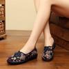 Women's Ethnic Embroidered Flats Soft Bottom Non-Slip Middle-aged Flat Mom Shoes Female Old Beijing Cloth Shoes