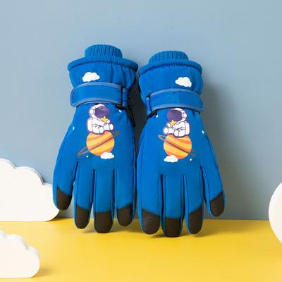 Autumn and Winter Outdoor Children's Ski Gloves Thickened with Fleece  Warm and Anti Slip Cartoon Waterproof Gloves for Boys and Girls