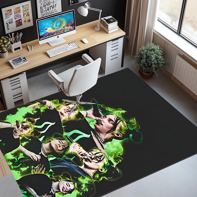Billie Eilish Pattern Rug, Indoor/Outdoor Mat, for Picnic, Gameroom, Bedroom, Office, Living Room, Home Decor Carpet, Birthday Gift