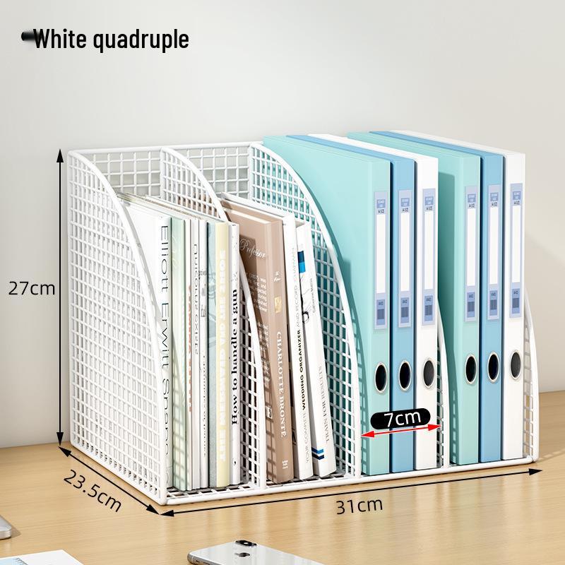 Metal Office Desk Organizer & File Rack with Document Shelf and Book Stand for Workstations