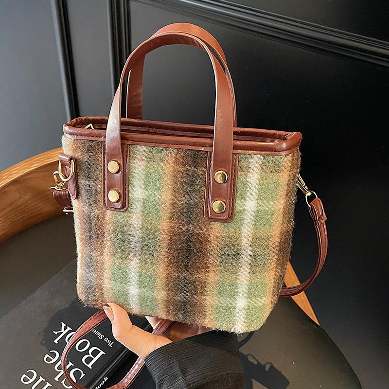 Modische Vielseitige Karrierte Crossbody-Handtasche Damen Tägliche Schulter-Beuteltasche