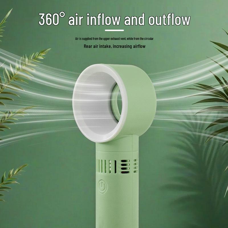 Portable USB Bladeless Mini Fan: Rechargeable, Creative Korean Design, Handheld Cooling Solution