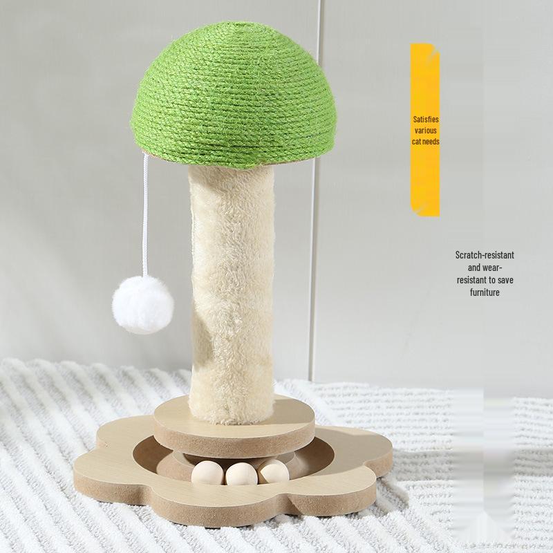 Mushroom Cat Scratching Post & Teaser Toy Set