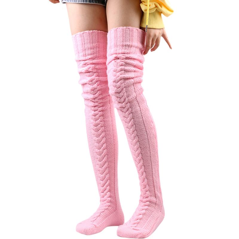 Încălzitoare pentru picioare pentru femei, tricotate cu cablu, înalte, culoare uni, ciorapi peste genunchi, șosete