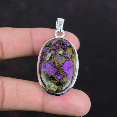 Ciondolo Purpurite di Rame Ciondolo in Argento Sterling 925 Gioielli Fatti a Mano Ciondolo con Pietra Preziosa Autentica Ciondolo Antico Regali Per Lui Gioielli in Argento