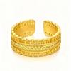 Open Ring Vintage Gold Hollow Lace Edge Wheat Design Women Finger Ring Oriental Classic Style Jewelry