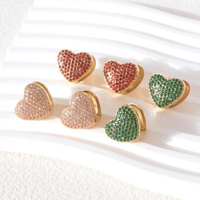 Niche Light Luxury Diamond-inlaided Heart Earrings for Women Fashion Versatile Earbuds Retro Heart-shaped Earrings
