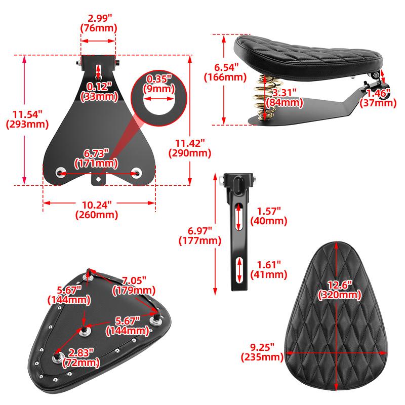 Universal Motorcycle Solo Saddle Seat Cover For Harley Custom Chopper Sportster Bobber Honda Yamaha Spring Bracket Base Seat