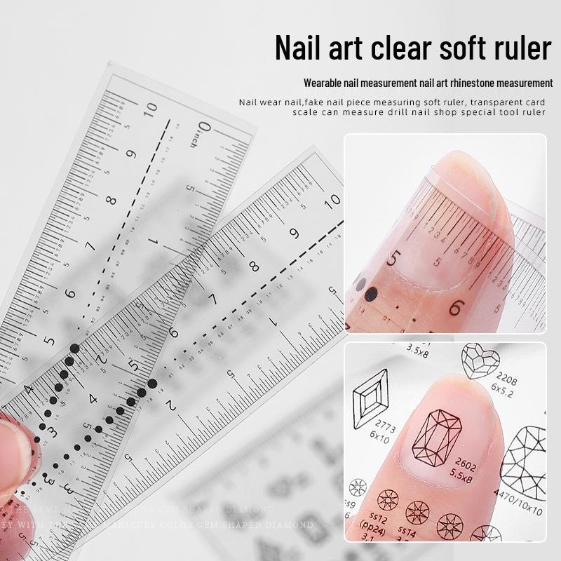 

Transparent PVC Nail Measuring Ruler - Portable Tool for Nail Size Measurement
