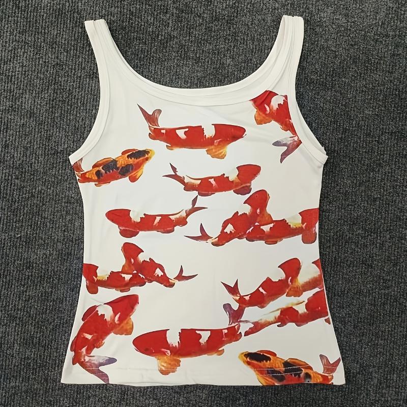 

Летний сексуальный облегающий короткий топ-майка с принтом в стиле Y2K L