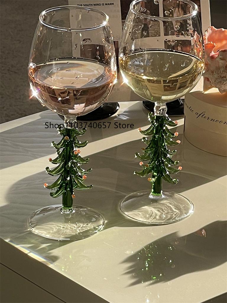 Colorful Christmas Tree Decoration Tall Glass Creative Home Cocktail Cup Korean Style Ins Style Christmas Series Red Wine Glass