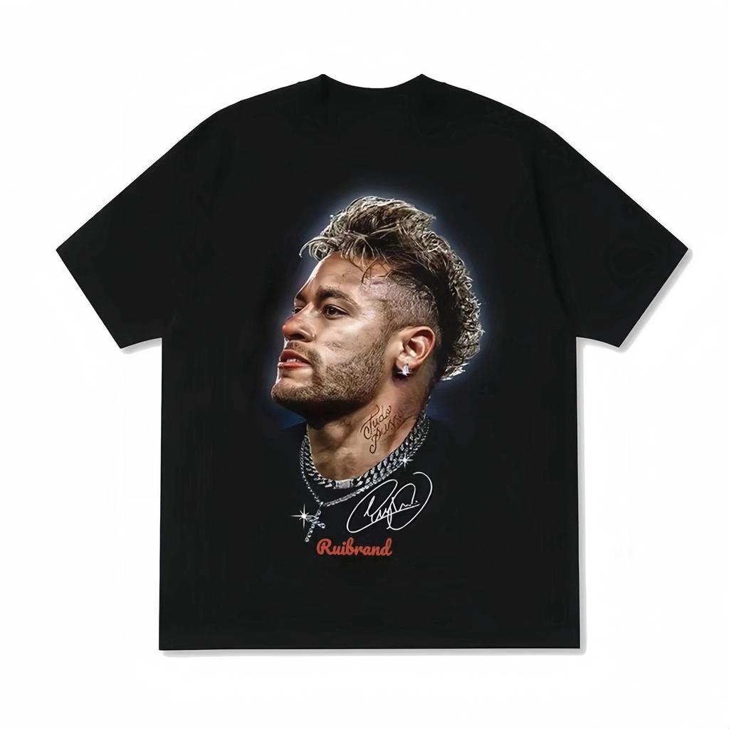 Neymar Piłka Nożna Sport Bawełniany T-shirt z Krótkim Rękawem Moda Trend Uniseks Nadrukowana Koszulka Sportowa Top z Krótkim Rękawem Fana Neymara