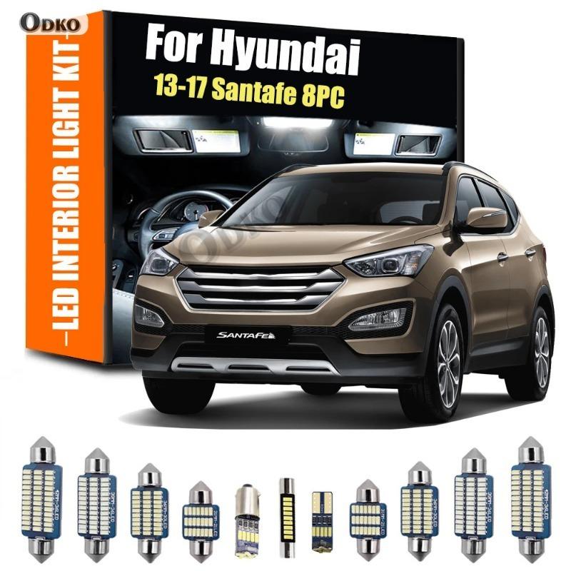 For Hyundai 13-17 Santafe 8Pcs Indoor Lamp LED Bulb Interior Light Kit Automobiles, Parts & Accessories Signal Lamp blue 8PCS