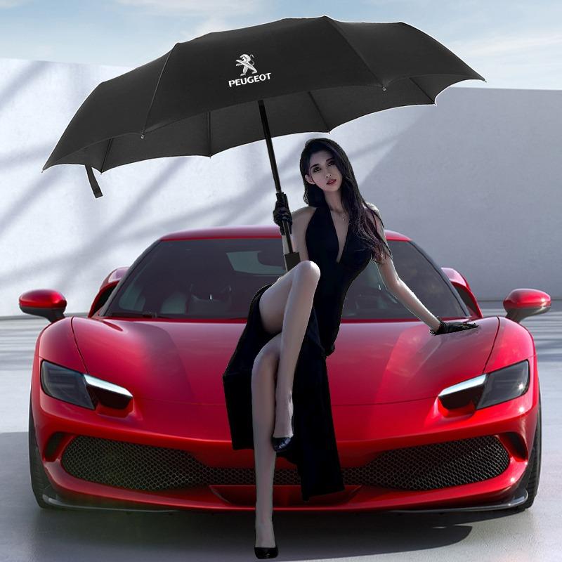 1Pcs Windproof Rain Fully Automatic Compact 3 Folding Umbrella Car Accessories For Peugeot 308 408 508 RCZ 208 3008 2008 206 207 108 406 407 408 206