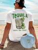 New Summer Tequila Cheaper Than Therapy Meme Graphic Cotton T-shirt For Men Short Sleeve Outdoor Streetwear Casual Unisex Tops