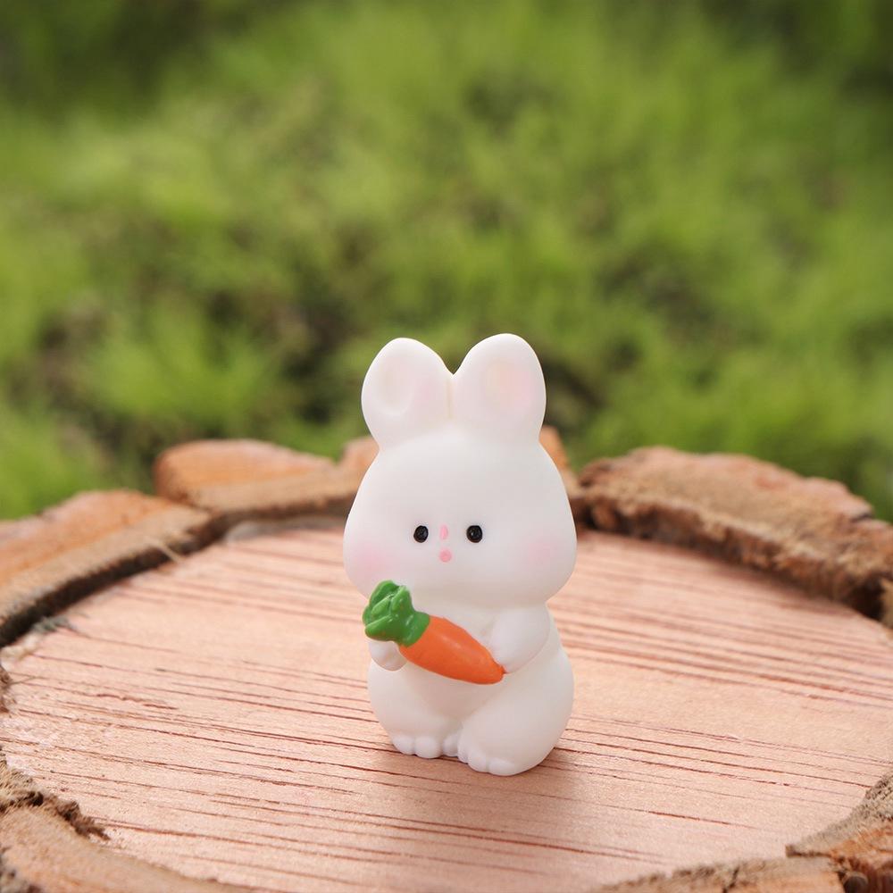 Cute Bunny Miniature Figurines Resin Rabbit Toys Rabbit Micro Ornaments  Living Room