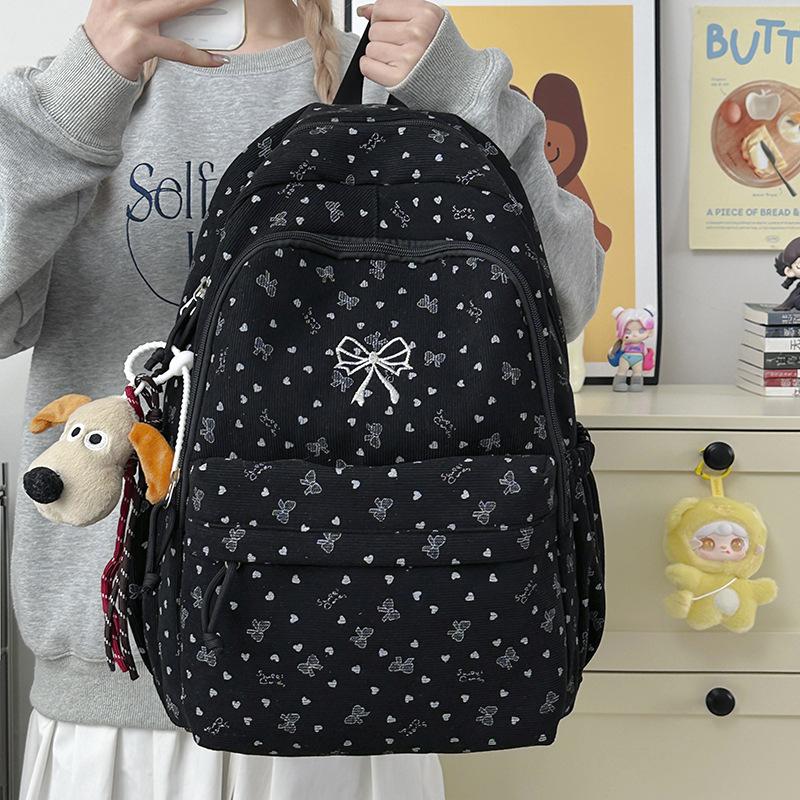 Schoolbag Corduroy Autumn and Winter New Large Capacity Backpack Student Class Commuter Versatile School Bag Going Out Travel Backpack Female