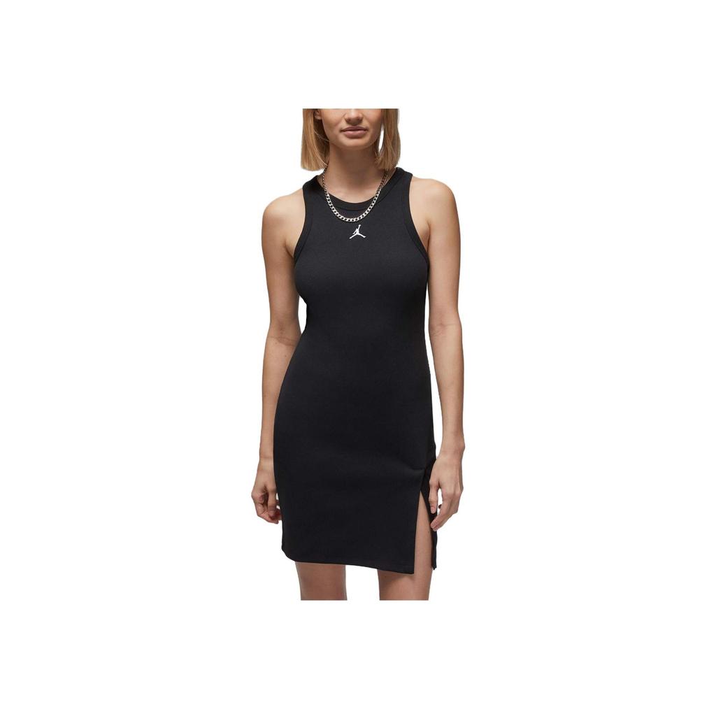 Jordan Embroidered Logo Soft And Breathable Slim Fit Knit Dress With Slit Women Dress Black DZ3347-010