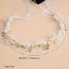 Faux Pearl & Flower Beaded Headband for Bride with Beautiful Floral Wreath Design, Thin Veil, Hair Accessories for Wedding Boho Bow Tiara