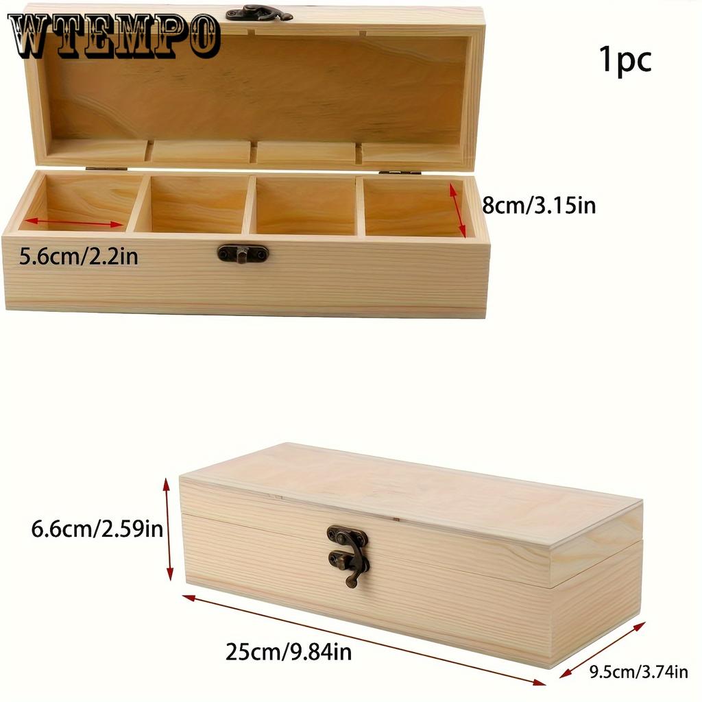 Boîte de rangement en bois non peinte à faire soi-même avec couvercle à charnière - Organisateur polyvalent pour l'art, l'artisanat, les souvenirs, les épices, les noix, les bijoux