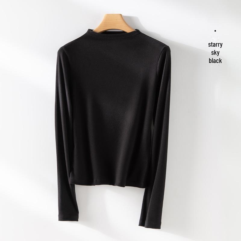 Neues Herbst/Winter Lyocell Tencel Halbrollkragenpullover im koreanischen Stil Warmes Langarmoberteil