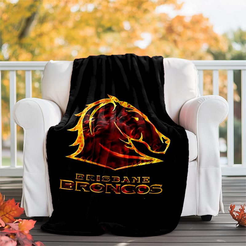 Brisbane Broncos Flannel Blanket Soft All-Season Throw, Design for Camping, Car Travel, Hiking Sofa, Bed, Office Perfect Gift for Parties