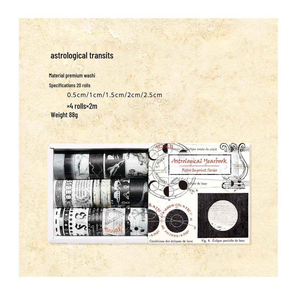 Retro Imprint Washi Tape Set: 20 Rolls, 6 Styles for Versatile Decoration