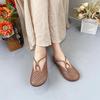 Johnature Genuine Leather Round Toe Slippers Women's Slip-on Shoes Casual Soft Sole Outside Slides
