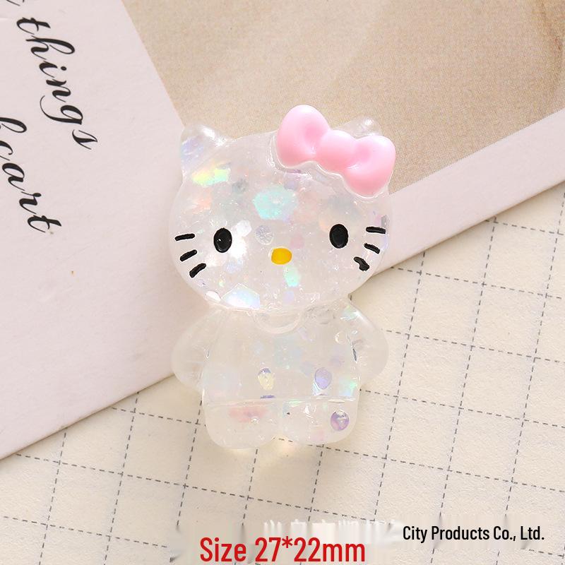 Прозрачные блестящие смоляные подвески Sanrio с мультяшными персонажами: Чехол для телефона, Заколка для волос, Магнит на холодильник, Наклейки, Аксессуары для DIY