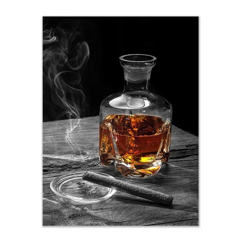 Vintage Wine Bottle and Glass Canvas Painting Posters and Prints Wall Art Picture Living Room Home Office Kitchen Decor Cuadros