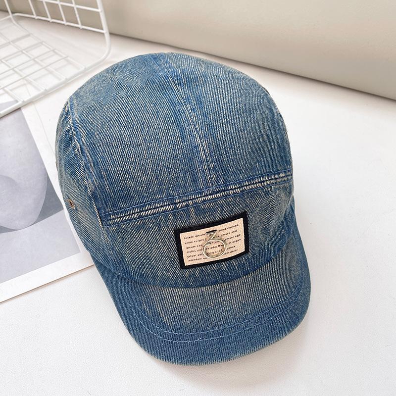 Vintage washed denim baseball cap children versatile short brim hip hop hat niche design sunshade cap men