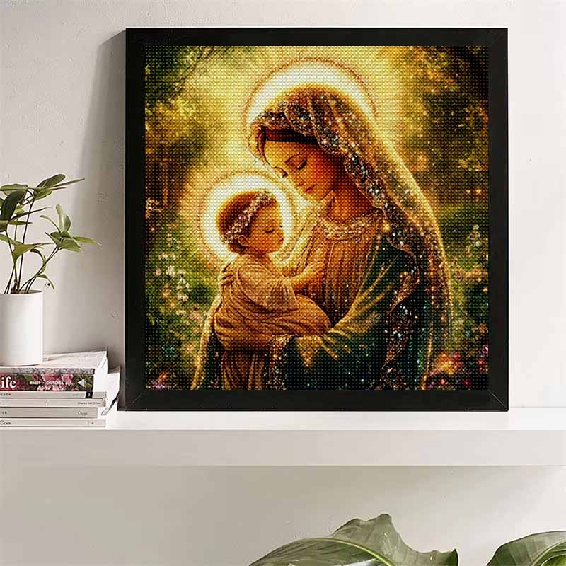 New Arrival 5D DIY Full Circle Diamond Painting "Madonna and Child" Embroidery Cross Stitch Home Decor Gift