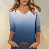 Women's Fashion Casual Three-quarter Sleeve Gradient Printed Round Neck Top