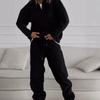 Womens Casual 2 Piece Set Long Sleeve Sweatshirt Pants Solid Color Street Sportswear