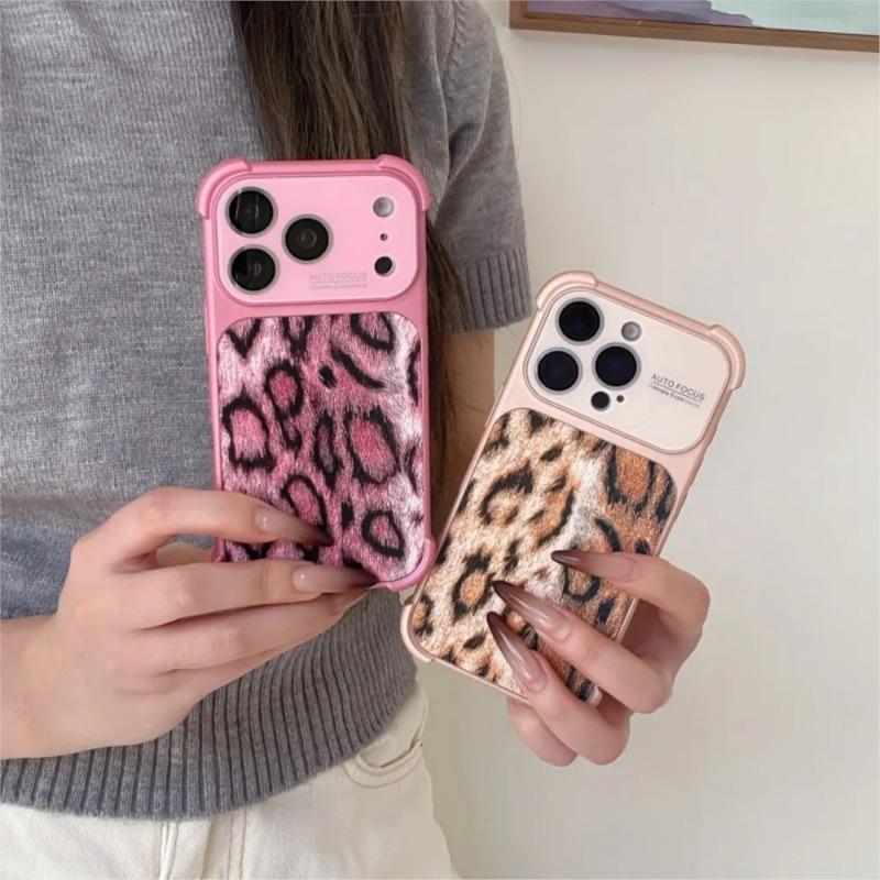 Luxury Shockproof Leopard Print Pattern Case for iPhone 17 Air 16 15 14 13 Pro Max Plus Large Window Protector TPU Phone Cover