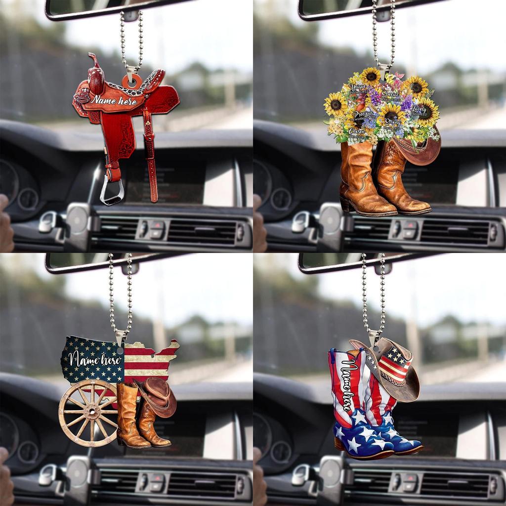 Wildwest Blumengeschenk für Pferdeliebhaber Vintage Acryl Auto Deko Hängeornament Heimdekoration