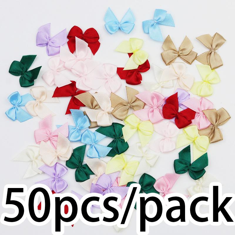 

(50 Pcs) Colorful Ribbon Bows 2.5x2.5cm Small Size Polyester Satin Bow Flower Craft DIY Hair Accessories 2.5cmx2.5cm