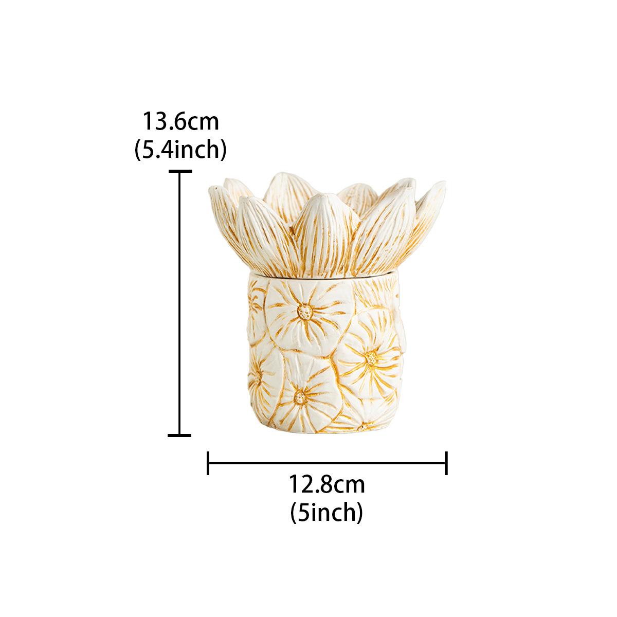

Golden/white Creative Flower Shape Handheld Incense Burner/Temple Worship Buddha Bedroom Studyroom Desktop Decoration Supplies