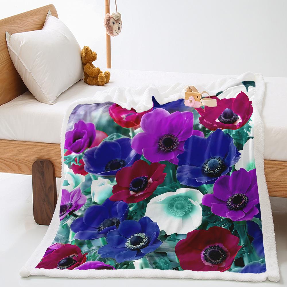 Lily 2D Digital Printing Thickened Lamb Wool Crystal Fleece Blanket One Piece