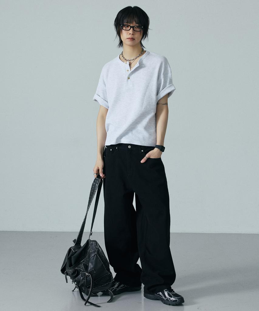LXT Essential Cotton Wide Curved Chino Pants [Black]