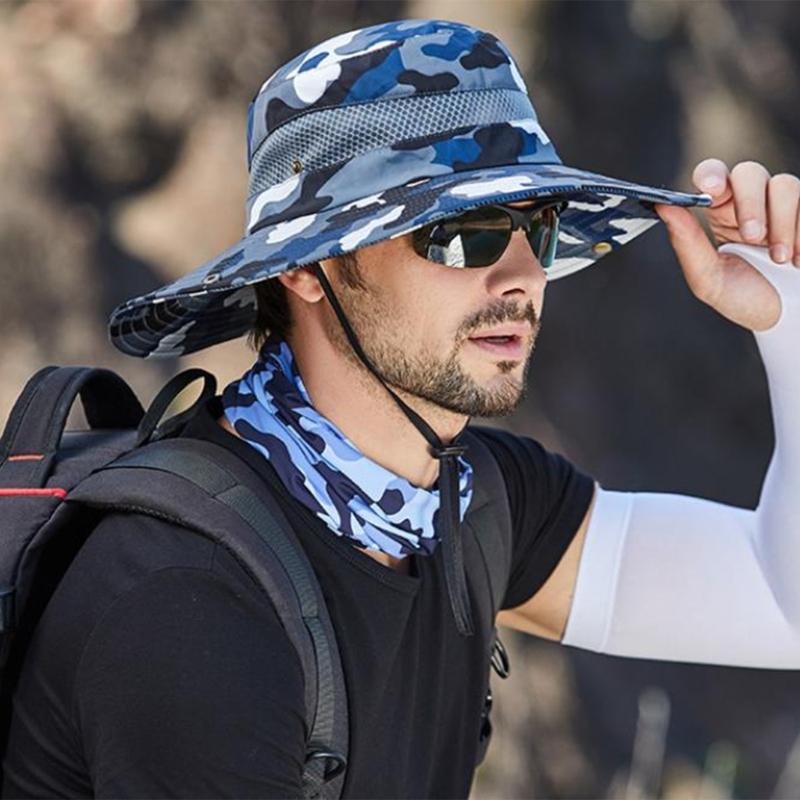 Foldable Bucket Hat for Adult Teenagers Wide Brim Foldable Fisherman Hat Spring Summer Anti-uv Hat Camouflage Design