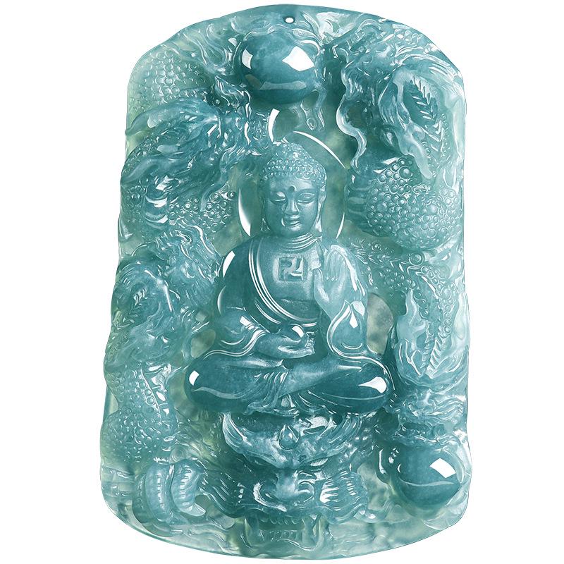 Genuine A-Grade Blue Jade Nine Dragons Zodiac Protection Pendant